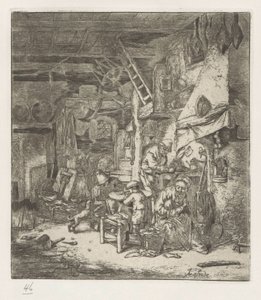 Familia campesina en interior de Adriaen van Ostade