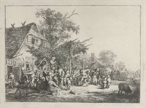 Campesinos bailando frente a una posada de Adriaen van Ostade