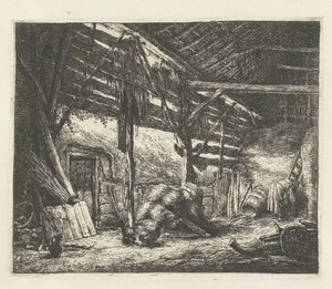 Interior de un granero de heno El granero de Adriaen van Ostade
