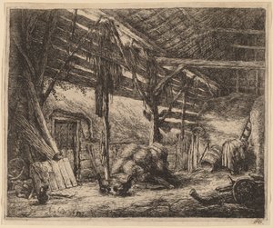Interior de un granero de Adriaen van Ostade