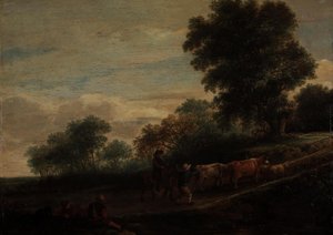 Paisaje con pastores y ganado de Adriaen van Ostade