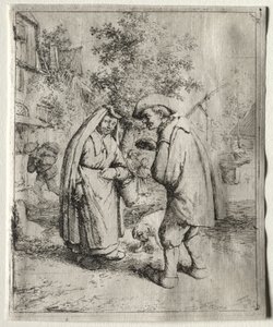 Hombre conversando con una mujer de Adriaen van Ostade
