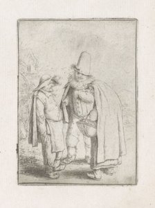 Hombre con cuello plisado con una pareja campesina Tres figuras grotescas de Adriaen van Ostade