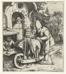 Afilador de cuchillos en el trabajo en un zapatero El afilador de cuchillos de Adriaen van Ostade