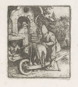 Afilador de cuchillos en el trabajo en un zapatero de Adriaen van Ostade