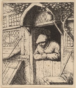 Campesino apoyado en su puerta de Adriaen van Ostade