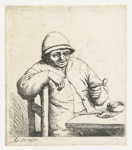 Granjero fumador con el brazo sobre una silla El fumador sonriente de Adriaen van Ostade