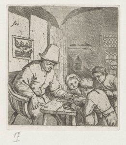 Maestro de escuela con tres alumnos en la mesa