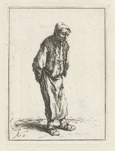Granjero de pie con las manos a la espalda El mendigo con las manos a la espalda. de Adriaen van Ostade