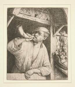 La panadera tocando su cuerno de Adriaen van Ostade