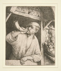 El panadero tocando su cuerno de Adriaen van Ostade