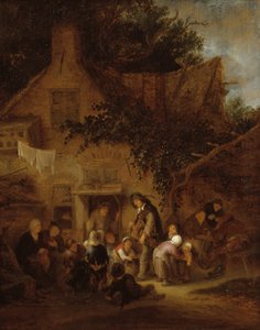 El organillero fuera de una cabaña de Adriaen van Ostade