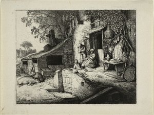 La mujer que gira de Adriaen van Ostade