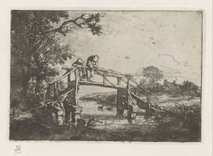 Dos pescadores en un puente de Adriaen van Ostade