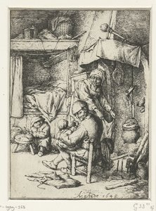 padre, con, niño, en, regazo, en, interior el hombre de familia de Adriaen van Ostade