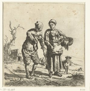 Granjero y esposa de granjero en conversación de Adriaen van de Velde
