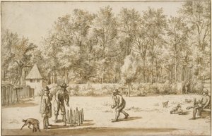 Tres hombres jugando a los bolos de Adriaen van de Velde