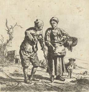 Granjero y su esposa conversando de Adriaen van de Velde