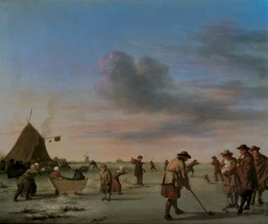 Golfistas en el hielo cerca de Haarlem, 1668 de Adriaen van de Velde