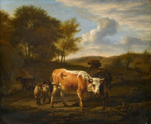 Paisaje montañoso con vacas de Adriaen van de Velde