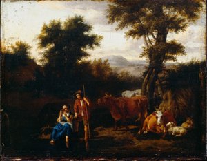 Campesinos y ganado de Adriaen van de Velde