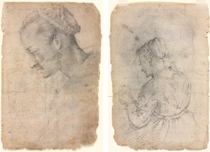 Perfil de la cabeza de una mujer (recto) Una criada de cocina (verso) de Adriaen van de Velde