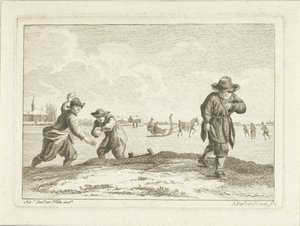 Lanzadores de bolas de nieve, grabado por Anthonij van der Haer, c.1745-85 de Adriaen van de Velde