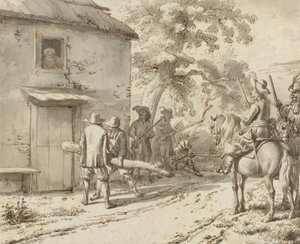 Soldados forzando una puerta, 1669 de Adriaen van de Velde