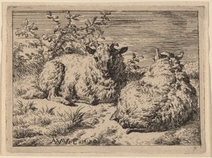 Dos ovejas recostadas de Adriaen van de Velde