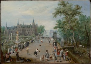 Un partido de pelota ante un palacio rural de Adriaen van de Venne