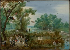 Feliz compañía en un cenador de Adriaen van de Venne