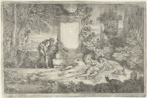 Pastoras durmientes Paisajes, serie 1 (título de la serie) de Adriaen van der Kabel