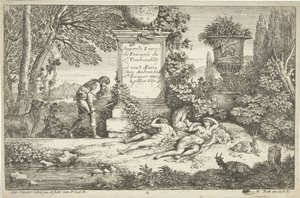 Pastoras durmientes Paisajes, serie 1 (título de la serie) de Adriaen van der Kabel