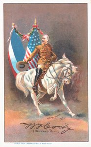 Buffalo Bill montando un caballo blanco