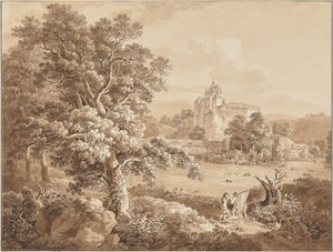 Pescadores en el río Zschopau junto al castillo de Kriebstein, Sajonia de Adrian Zingg