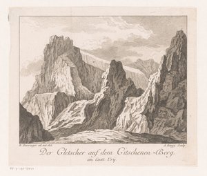 Vista de un glaciar en los Alpes Der Gletscher auf dem Gitschenen-Berg (título sobre el objeto)
