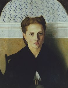 Retrato de la esposa del artista (óleo sobre lienzo) de Adriano Cecioni