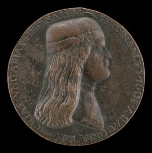 Fernando II de Aragón, fallecido en 1496, Príncipe de Capua y Rey de Nápoles 1495 [anverso], 1495 de Adriano Fiorentino