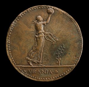 Urania Caminando a la Derecha, Sosteniendo un Globo y una Lira [reverso], 1488 o después