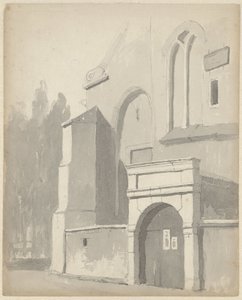 Vista de una puerta de entrada a una iglesia de Adrianus Eversen