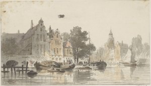 Paisaje urbano con canal de Adrianus Eversen