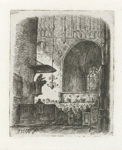 Interior de la iglesia con servicio religioso