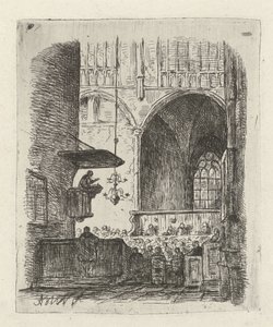 Interior de la iglesia con servicio religioso