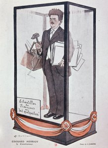 Caricatura de Barrère sobre Herriot en Fantasio: “Edouard Herriot: el constructor” Muestra del francés que hace algo de Adrien Barrere