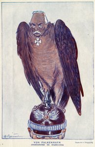 Caricatura del General Alemán Erich von Falkenhayn (1861-1922) en 