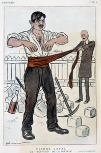 Caricatura de Pierre Laval, el fuerte social - Ilustración de Adrien Barrere (1877-1931) en Fantasio del 01/09/1925 de Adrien Barrere