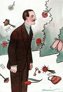 Caricatura del cómico francés Victor Boucher (1877-1942) - Dibujo de Adrien Barrere (1877-1931) de Fantasio