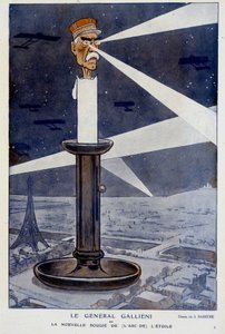 General Gallieni o la nueva vela (desde la proa) la estrella. En Fantasio 01/12/1915. Dibujo de A. Barrère. de Adrien Barrere
