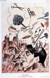 Dibujo humorístico sobre Pablo Picasso por Barrère - en Fantasio, del 15/11/1928.