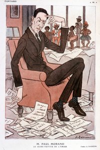 Retrato humorístico de Paul Morand - por Barrère en "Fantasio" del 15/09/1928 de Adrien Barrere